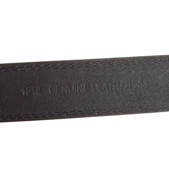 Dark Brown Genuine Leather Mens 38 Dress Belt Gold Tone Buckle - Picture 3 of 3